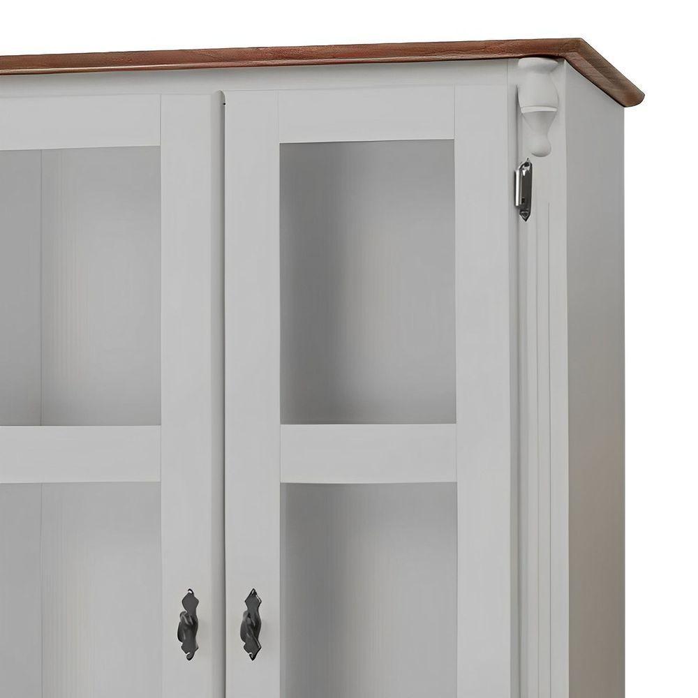 Cristaleira De Madeira 1 Gaveta 2 Prateleiras Pés Torneados - Nude Laca Com Tampo E Base Imbuia Glazer - 4