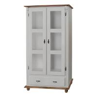 Cristaleira De Madeira 1 Gaveta 2 Prateleiras Pés Torneados - Nude Laca Com Tampo E Base Imbuia Glazer - 2