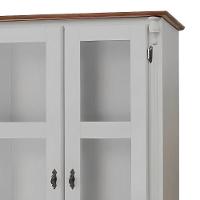 Cristaleira De Madeira 1 Gaveta 2 Prateleiras Pés Torneados - Nude Laca Com Tampo E Base Imbuia Glazer