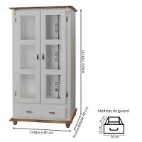 Cristaleira De Madeira 1 Gaveta 2 Prateleiras Pés Torneados - Nude Laca Com Tampo E Base Imbuia Glazer - 5