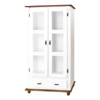 Cristaleira De Madeira 1 Gaveta 2 Prateleiras Pés Torneados - Branco Laca Com Tampo E Base Imbuia Glazer - 2