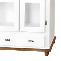 Cristaleira De Madeira 1 Gaveta 2 Prateleiras Pés Torneados - Branco Laca Com Tampo E Base Imbuia Glazer