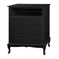 Cômoda Rústica Com 3 Gavetas E Nicho Pés Luiz Xv - Preto Laca - 2