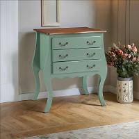 Cômoda Rústica Bombê Com 3 Gavetas - Verde Kalle Com Tampo Imbuia Glazer - 1