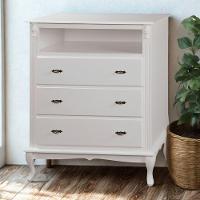 Cômoda Rústica Com 3 Gavetas E Nicho Pés Luiz Xv - Nude Laca - 1