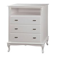 Cômoda Rústica Com 3 Gavetas E Nicho Pés Luiz Xv - Nude Laca - 2