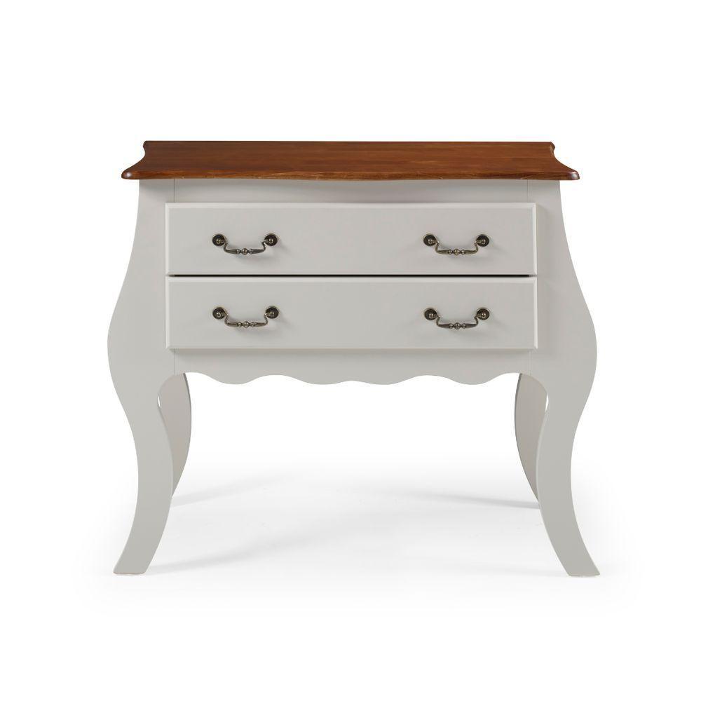 Cômoda Rústica Bombê 2 Gavetas - Branco Laca Com Tampo Imbuia Glazer - 3