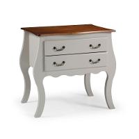 Cômoda Rústica Bombê 2 Gavetas - Branco Laca Com Tampo Imbuia Glazer - 2