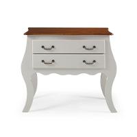 Cômoda Rústica Bombê 2 Gavetas - Branco Laca Com Tampo Imbuia Glazer - 3