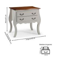 Cômoda Rústica Bombê 2 Gavetas - Branco Laca Com Tampo Imbuia Glazer - 4