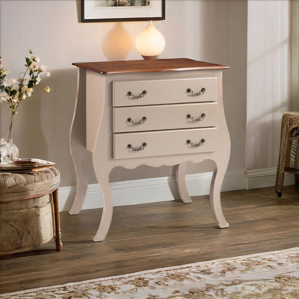 Cômoda Rústica Bombê Com 3 Gavetas - Amêndoa Com Tampo Imbuia Glazer - 1