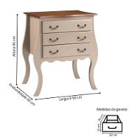 Cômoda Rústica Bombê Com 3 Gavetas - Amêndoa Com Tampo Imbuia Glazer - 4