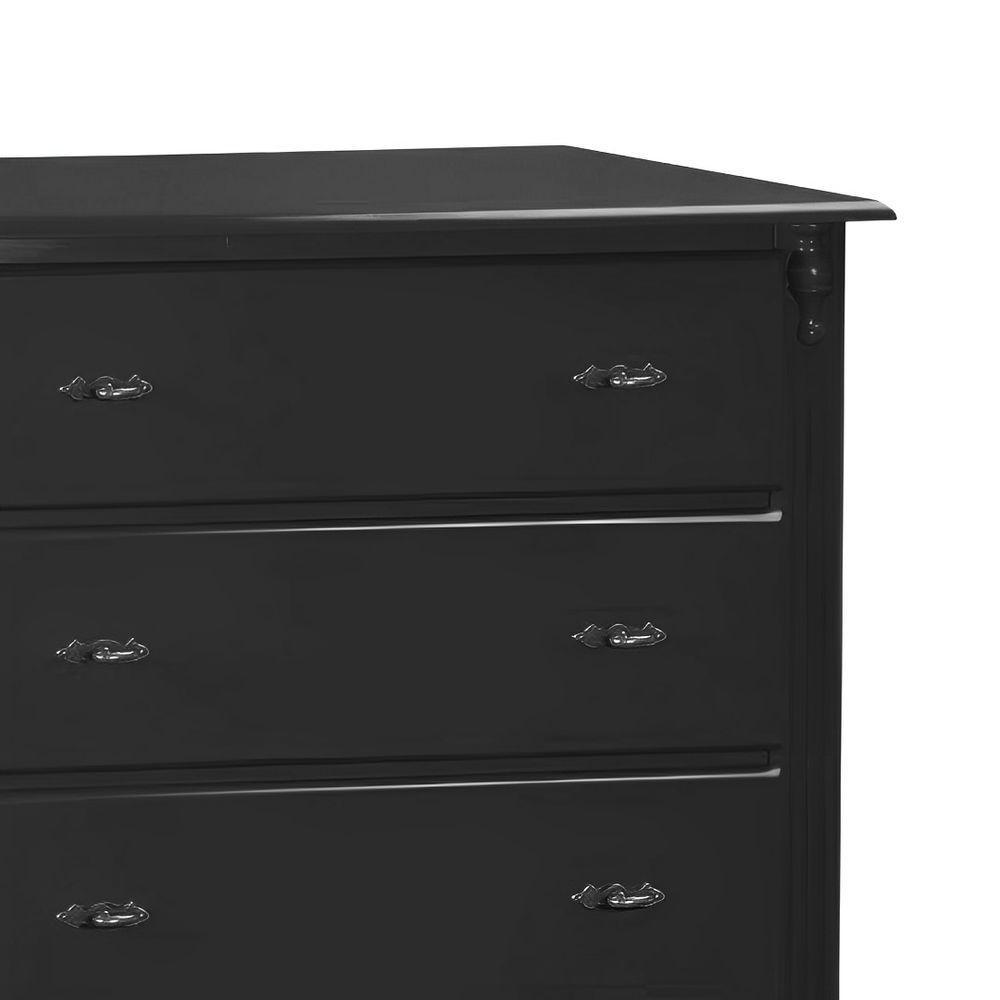 Cômoda Para Quarto Com 4 Gavetas E Pés Luiz Xv - Preto Laca - 3