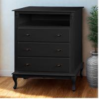 Cômoda Para Quarto Com 4 Gavetas E Pés Luiz Xv - Preto Laca - 1