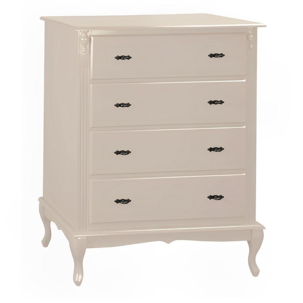 Cômoda Para Quarto Com 4 Gavetas E Pés Luiz Xv - Nude Laca - 2