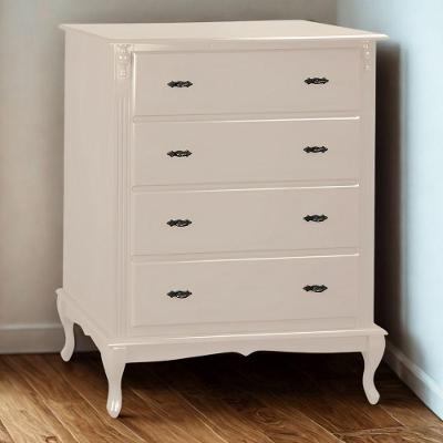 Cômoda Para Quarto Com 4 Gavetas E Pés Luiz Xv - Nude Laca