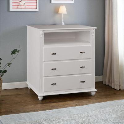 Cômoda Para Quarto Com 3 Gavetas Nicho E Pés Torneados - Nude Laca