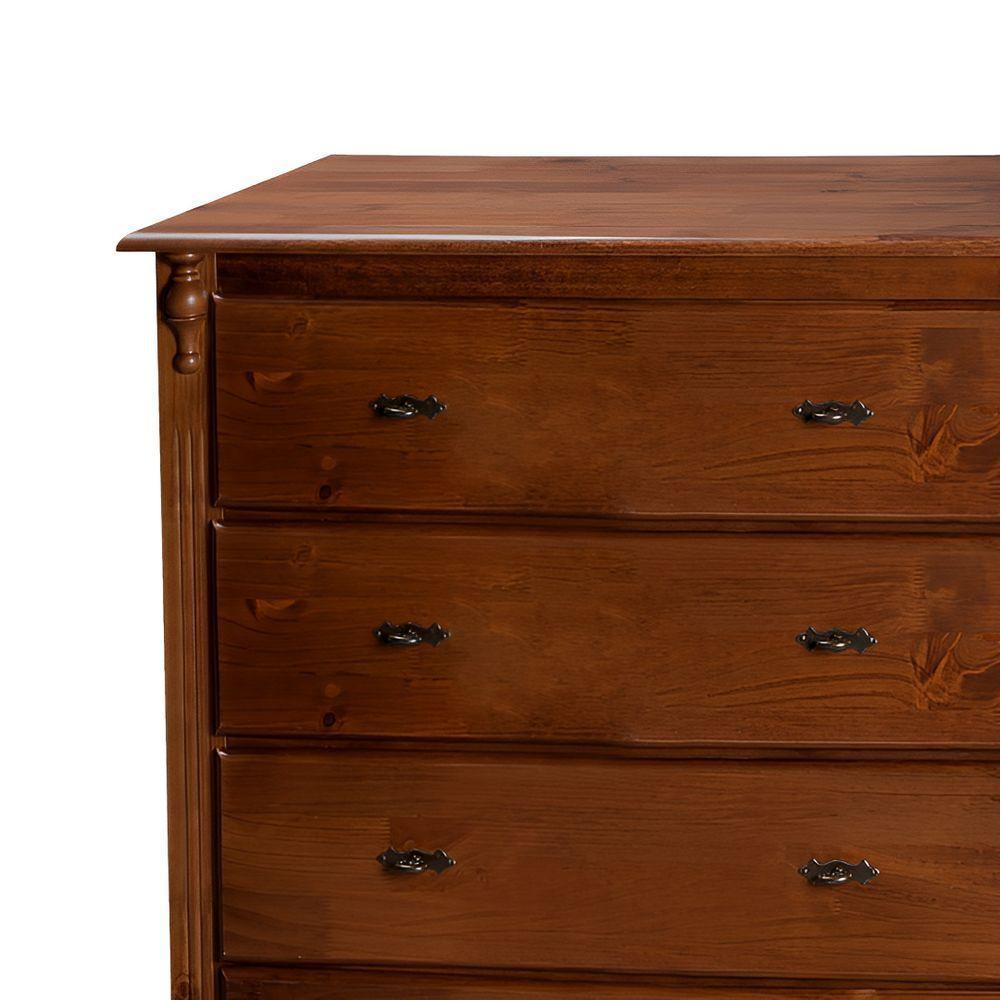 Cômoda Para Quarto Com 4 Gavetas E Pés Luiz Xv - Castanho Envelhecido - 2