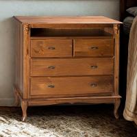 Cômoda De Madeira Com 4 Gavetas E Nicho Pés Luiz Xv - Imbuia Glazer - 1