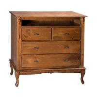 Cômoda De Madeira Com 4 Gavetas E Nicho Pés Luiz Xv - Imbuia Glazer - 2