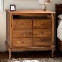 Cômoda De Madeira Com 6 Gavetas E Nicho Pés Luiz Xv - Imbuia Glazer - 1