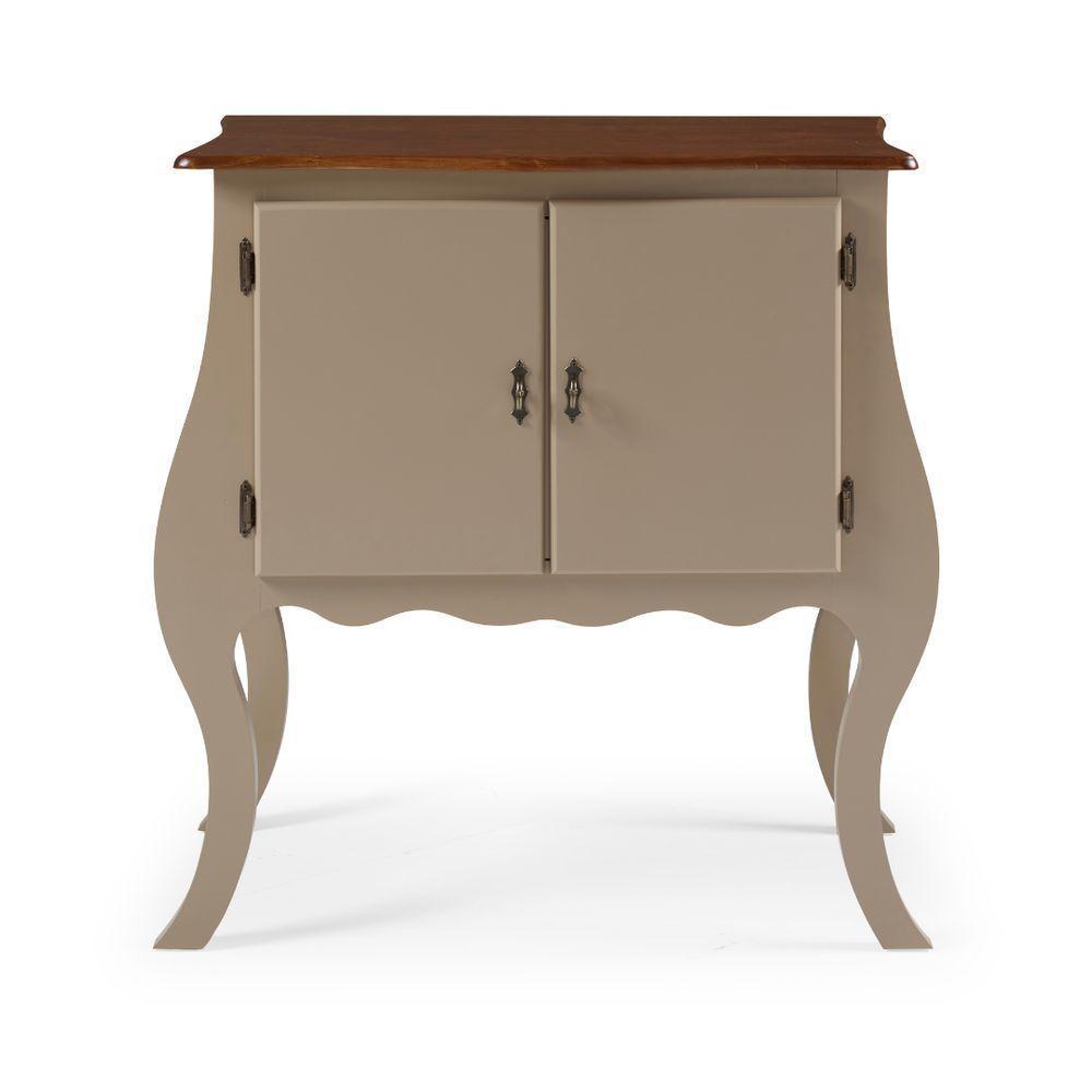 Cômoda De Madeira Com 2 Portas Bombê - Amêndoa Com Tampo Imbuia Glazer - 3