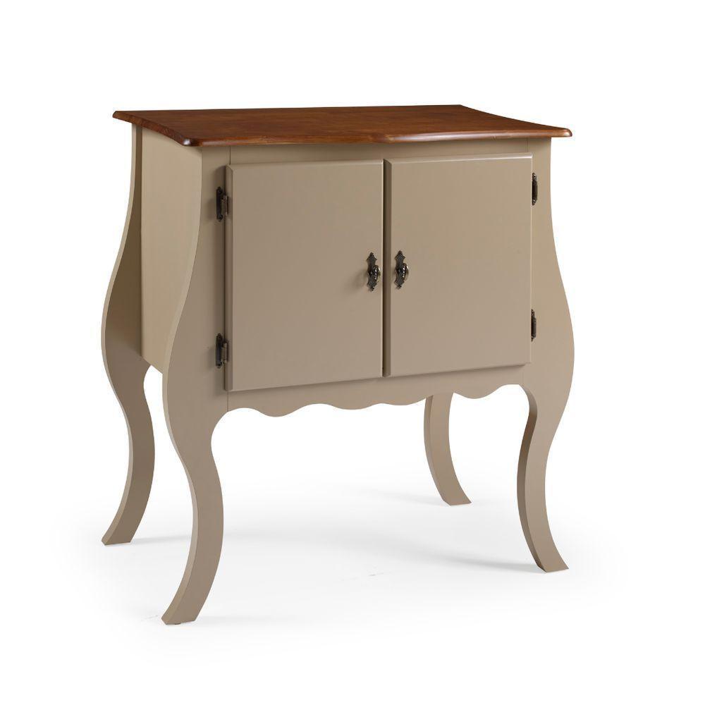 Cômoda De Madeira Com 2 Portas Bombê - Amêndoa Com Tampo Imbuia Glazer - 4