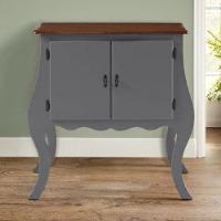 Cômoda De Madeira Com 2 Portas Bombê - Cinza Laca Com Tampo Imbuia Glazer - 1