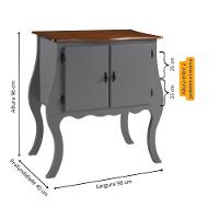 Cômoda De Madeira Com 2 Portas Bombê - Cinza Laca Com Tampo Imbuia Glazer - 4