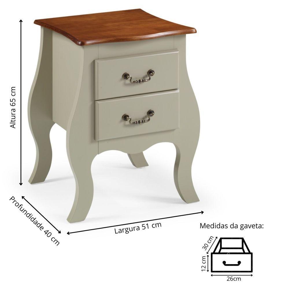 Cômoda De Madeira Bombê Mini 2 Gavetas - Verde Chá Com Tampo E Base Imbuia Glazer - 4