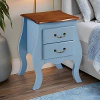 Cômoda De Madeira Bombê Mini 2 Gavetas - Azul Céu Laca Com Tampo E Base Imbuia Glazer - 1