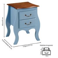 Cômoda De Madeira Bombê Mini 2 Gavetas - Azul Céu Laca Com Tampo E Base Imbuia Glazer - 4