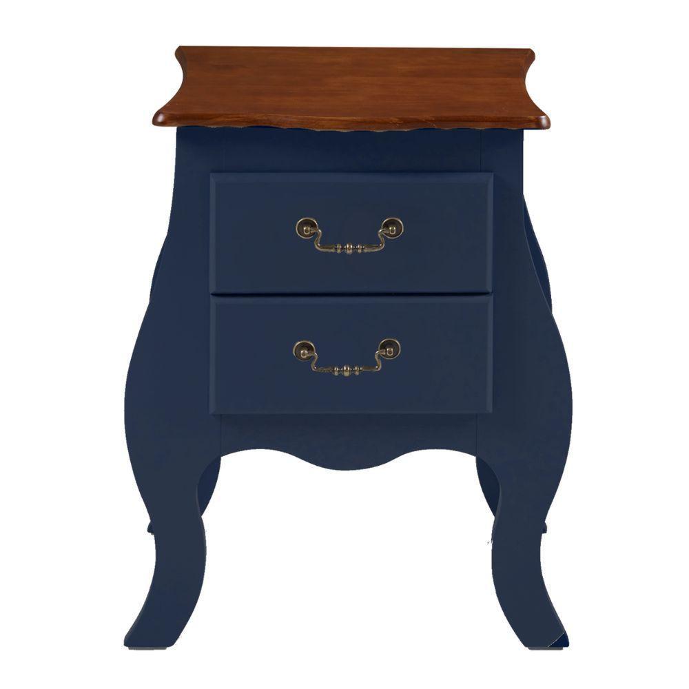 Cômoda De Madeira Bombê Mini 2 Gavetas - Azul Bic Com Tampo Imbuia Glazer - 3
