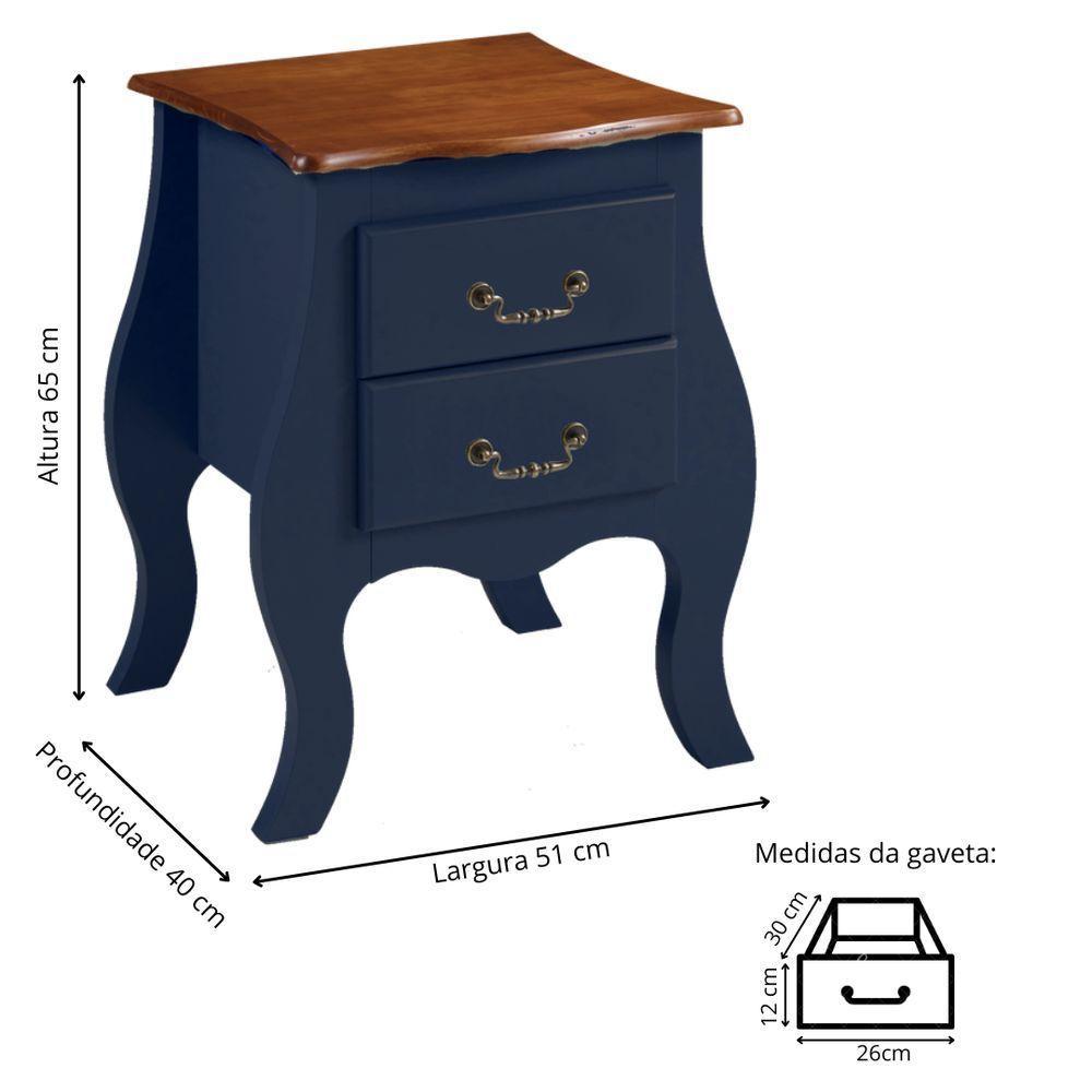 Cômoda De Madeira Bombê Mini 2 Gavetas - Azul Bic Com Tampo Imbuia Glazer - 4