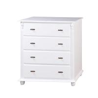 Cômoda Clássica Com 4 Gavetas E Pés Torneados - Branco Laca - 2