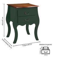 Cômoda Bombê Média De Madeira Com 2 Gavetas - Verde Kalle Com Tampo Imbuia Glazer - 2