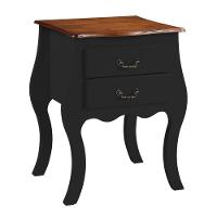 Cômoda Bombê Média De Madeira Com 2 Gavetas - Preto Laca Com Tampo Imbuia Glazer - 2