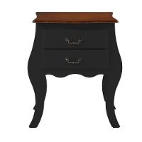 Cômoda Bombê Média De Madeira Com 2 Gavetas - Preto Laca Com Tampo Imbuia Glazer - 3