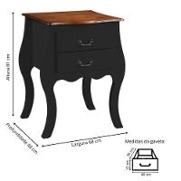 Cômoda Bombê Média De Madeira Com 2 Gavetas - Preto Laca Com Tampo Imbuia Glazer - 4