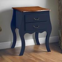 Cômoda Bombê Média De Madeira Com 2 Gavetas - Azul Bic Com Tampo Imbuia Glazer - 1