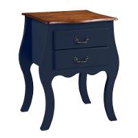 Cômoda Bombê Média De Madeira Com 2 Gavetas - Azul Bic Com Tampo Imbuia Glazer - 2