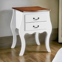 Cômoda Bombê Média De Madeira Com 2 Gavetas - Branco Laca Com Tampo Imbuia Glazer - 1