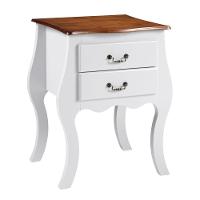 Cômoda Bombê Média De Madeira Com 2 Gavetas - Branco Laca Com Tampo Imbuia Glazer - 2