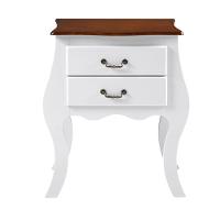 Cômoda Bombê Média De Madeira Com 2 Gavetas - Branco Laca Com Tampo Imbuia Glazer - 3