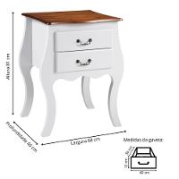 Cômoda Bombê Média De Madeira Com 2 Gavetas - Branco Laca Com Tampo Imbuia Glazer - 4