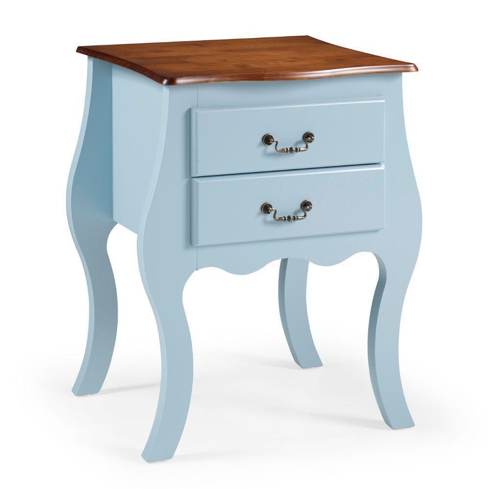Cômoda Bombê Média De Madeira Com 2 Gavetas - Azul Bebê Com Tampo Imbuia Glazer - 3