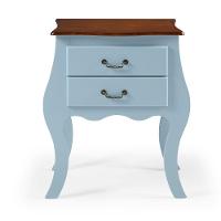 Cômoda Bombê Média De Madeira Com 2 Gavetas - Azul Bebê Com Tampo Imbuia Glazer - 2