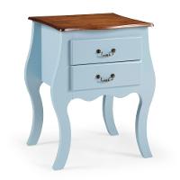 Cômoda Bombê Média De Madeira Com 2 Gavetas - Azul Bebê Com Tampo Imbuia Glazer - 3