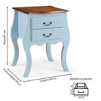 Cômoda Bombê Média De Madeira Com 2 Gavetas - Azul Bebê Com Tampo Imbuia Glazer - 4