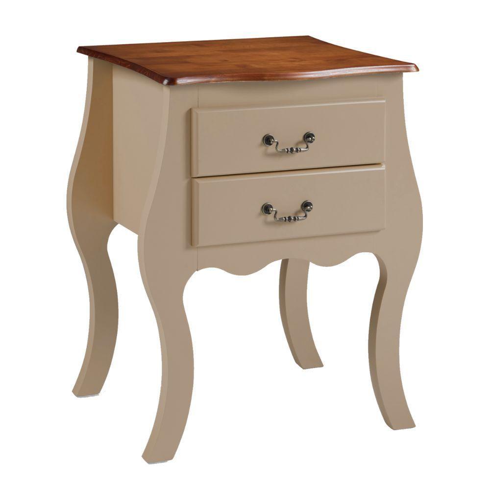 Cômoda Bombê Média De Madeira Com 2 Gavetas - Amêndoa Com Tampo Imbuia Glazer - 2